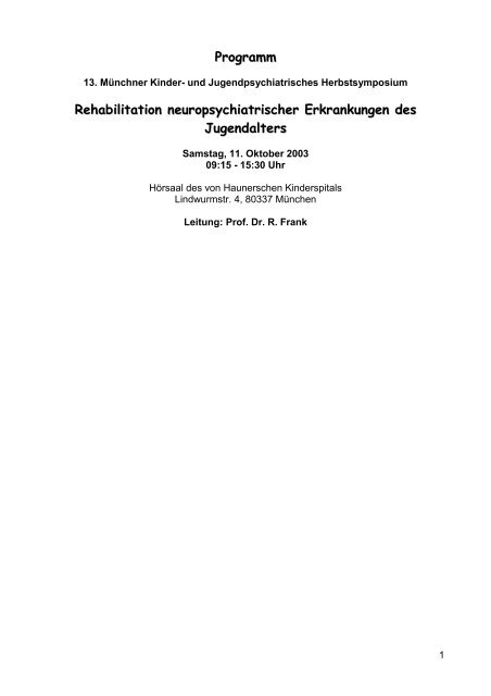 Programm Rehabilitation neuropsychiatrischer Erkrankungen des ...