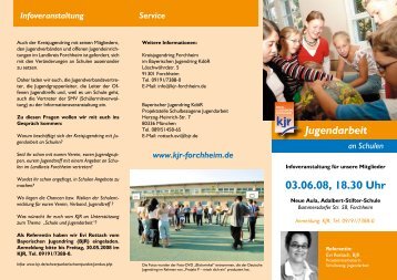 Flyer "Jugendarbeit an Schulen" - Kreisjugendring Forchheim