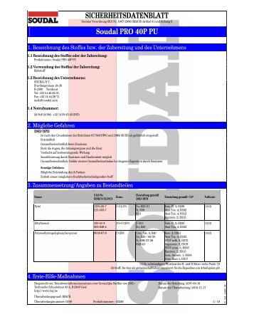 SICHERHEITSDATENBLATT Soudal PRO 40P PU