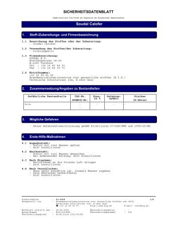 Sicherheitsdatenblatt Hochtemperatur-Kitt Calofer