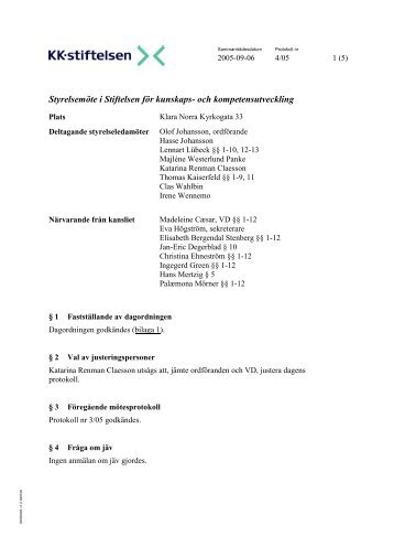 Styrelseprotokoll 2005-09-06.pdf - KK-stiftelsen