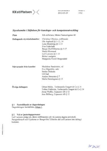 Styrelseprotokoll 2012-05-29 - KK-stiftelsen