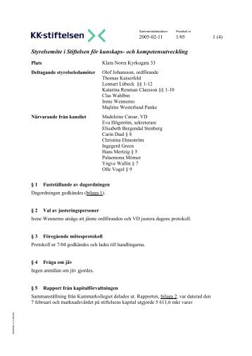 Styrelseprotokoll 2005-02-11.pdf - KK-stiftelsen