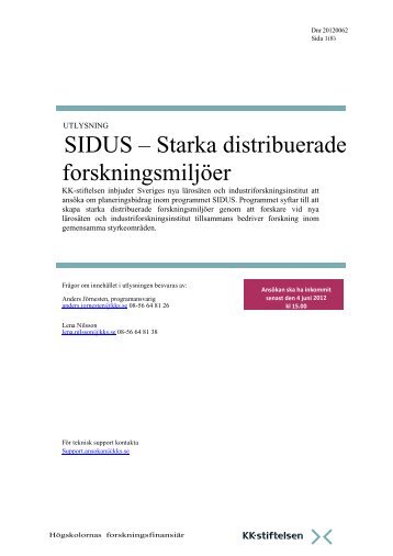 Utlysning SIDUS 2012.pdf - KK-stiftelsen