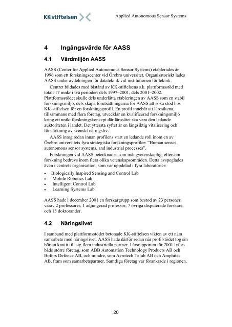 Applied Autonomous Sensor Systems - KK-stiftelsen