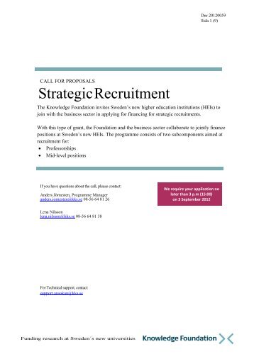 Call for proposals Strategic Recruitment 2012.pdf - KK-stiftelsen