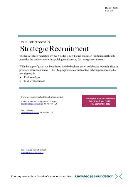 Call for proposals Strategic Recruitment 2012.pdf - KK-stiftelsen