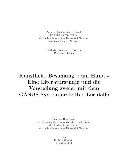 KÃ¼nstliche Besamung beim Hund - Elektronische Dissertationen der ...