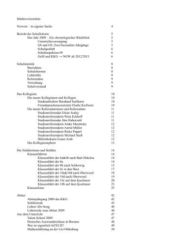 Vorwort â in eigener Sache 4 Bericht der Schulleiterin 5 Das Jahr ...