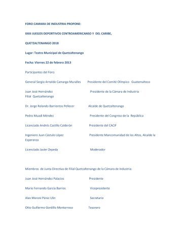 Informe - Comite Olimpico Guatemalteco