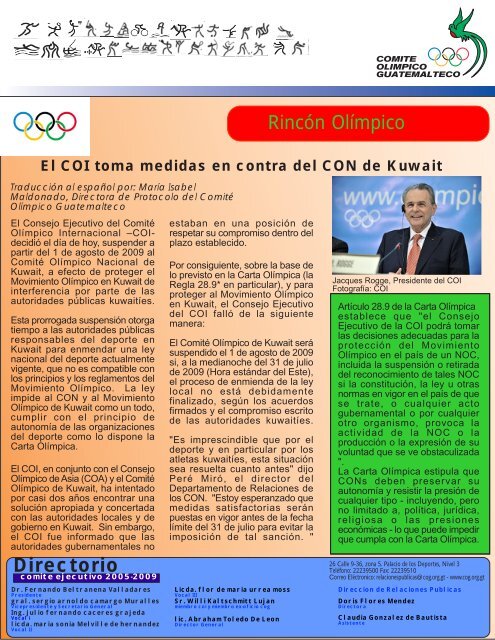 INFORMADOR OLIMPICO - Comite Olimpico Guatemalteco