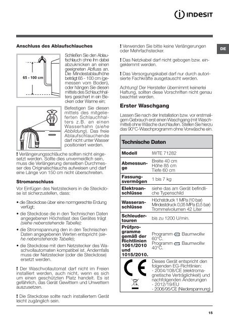Instructions for use - Indesit