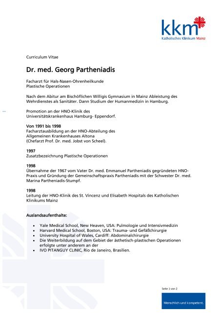 Dr. med. Georg Partheniadis - Katholisches Klinikum Mainz