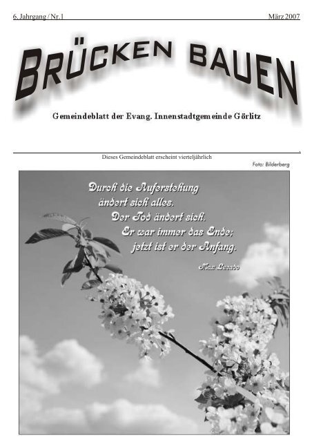 Brücken bauen Nr. 1 2007 - Evangelischer Kirchenkreisverband ...