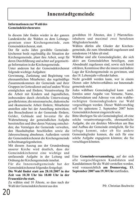 Brücken bauen Nr. 1 2007 - Evangelischer Kirchenkreisverband ...