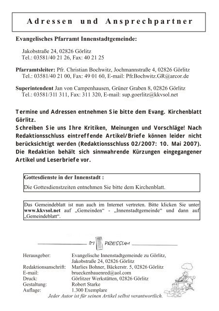 Brücken bauen Nr. 1 2007 - Evangelischer Kirchenkreisverband ...