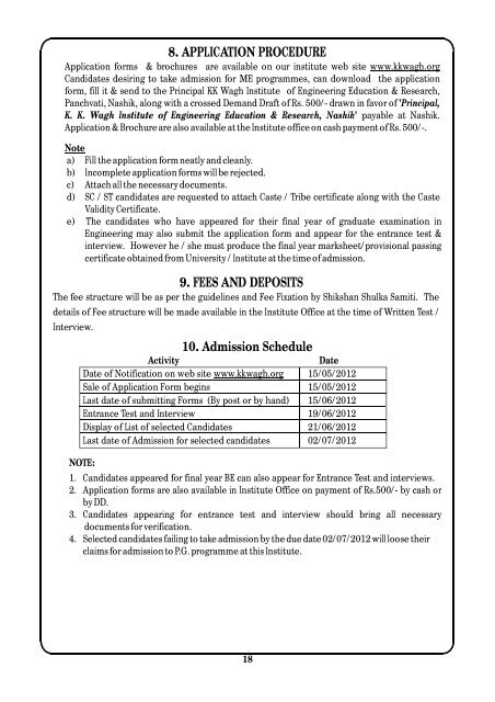 ME ADMISSION 2012-13 Prospectus - K. K. Wagh Education Society