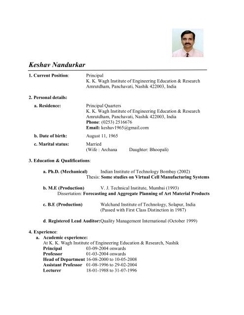 Keshav Nandurkar - K. K. Wagh Education Society