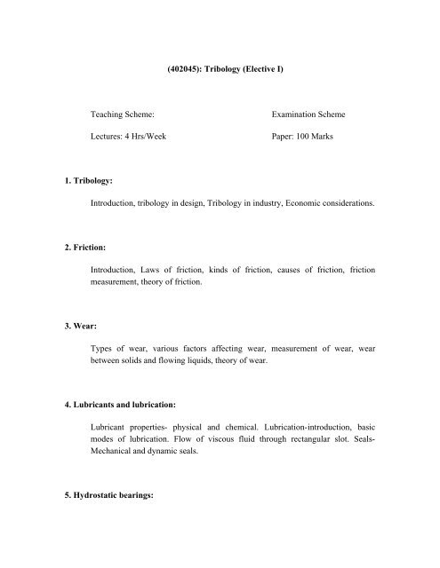 BE Mechanical 2003 Structure - K. K. Wagh Education Society