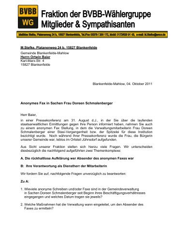 Fragen an Baier zu anonymen Fax - klaerwerk-blog.de