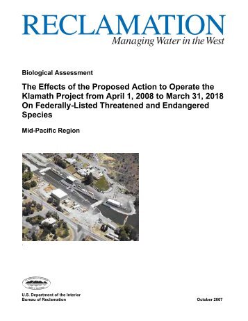 Our new Biological Assessment is out - Klamath Basin Crisis