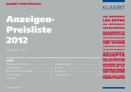 Anzeigen- Preisliste 2012 - Klambt-Verlag