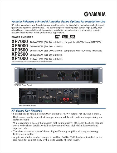 Yamaha Releases a 5-model Amplifier Series Optimal for