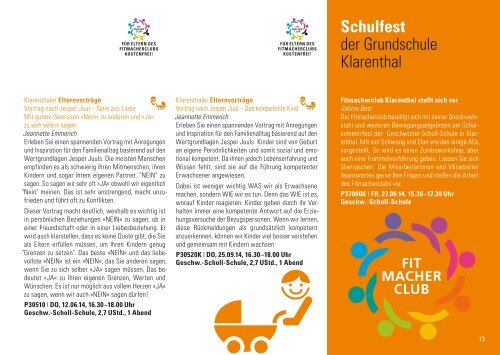 Gerade erschienen: Programm FrÃ¼hjahr/ Sommer 2014 - Klarenthal