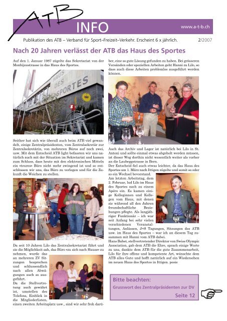 Nach 20 Jahren verlässt der ATB das Haus des Sportes