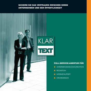 Booklet 2008 - Klartext - Agentur fÃ¼r klare Kommunikation