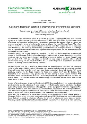 Download PDF document here - Klasmann Deilmann