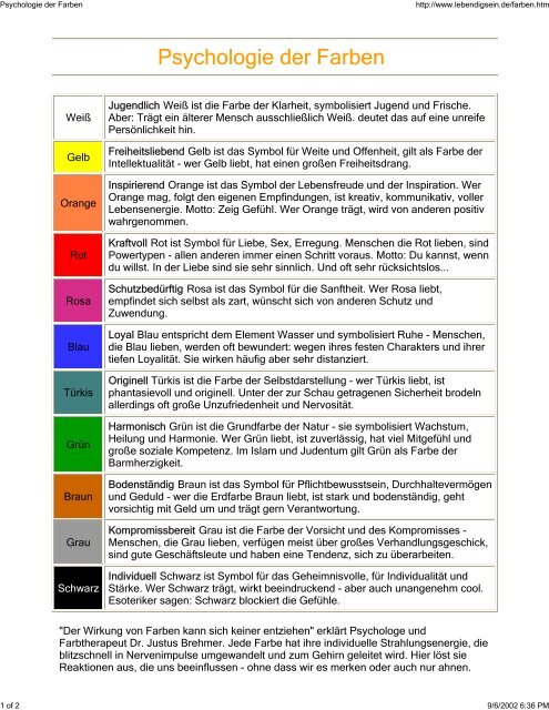 Psychologie der Farben - Klassenhexe