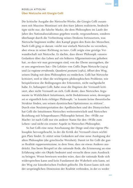 Programm Kolleg Friedrich Nietzsche 2013 - Klassik Stiftung Weimar