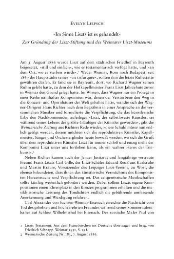 im Sinne liszts ist es gehandeltÂ« - Klassik Stiftung Weimar