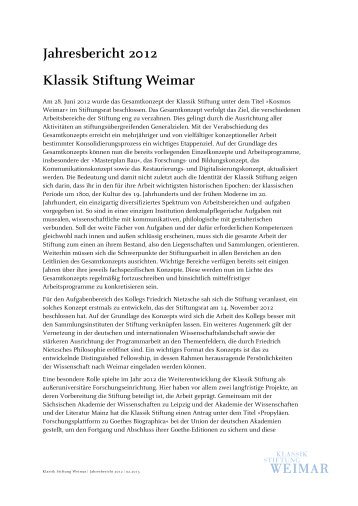 Jahresbericht 2012 - Klassik Stiftung Weimar