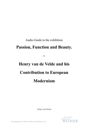 Passion, Function and Beauty. â Henry van de Velde and his ...