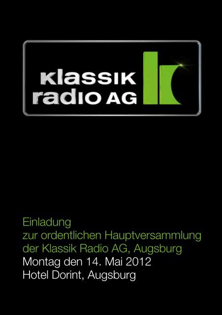 Einladung Hauptversammlung 2012 - Klassik Radio AG
