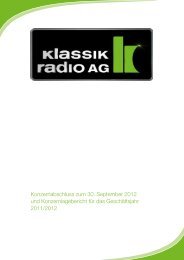 Konzernabschluss zum 30. September 2012 und ... - Klassik Radio AG