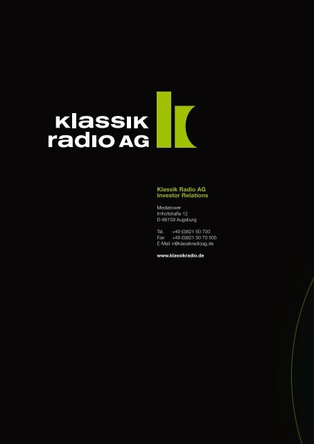 Bericht zum III. Quartal 2008/09 - Klassik Radio AG