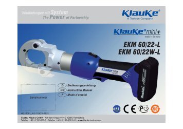 Bedienungsanleitungen - Gustav Klauke GmbH