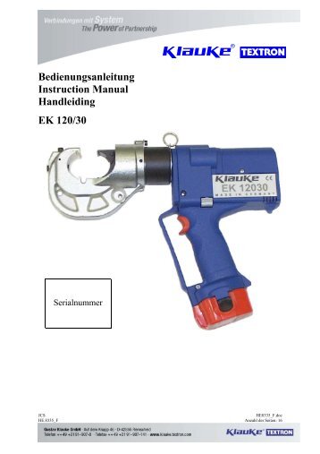 Bedienungsanleitungen - Klauke