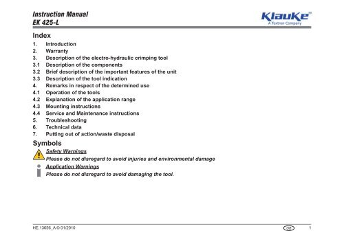 EK 425-L - Gustav Klauke GmbH