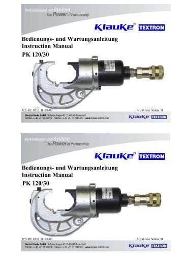 Bedienungsanleitungen - Gustav Klauke GmbH