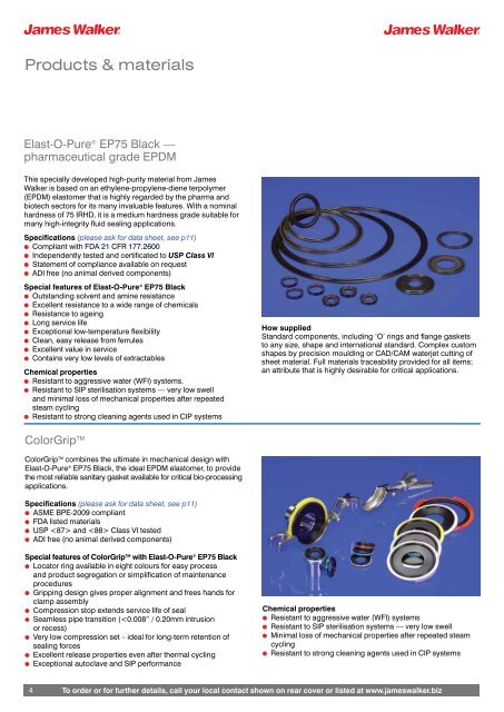 Sealing products for the Pharmaceutical & Bioprocessing industries