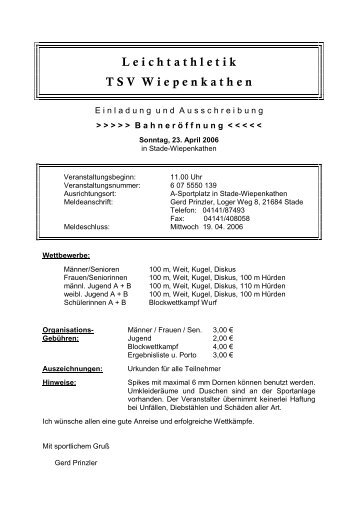 Leichtathletik TSV Wiepenkathen - ZurÃ¼ck zur Startseite