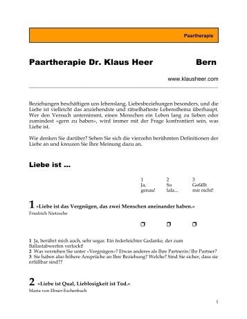 Paartherapie Dr. Klaus Heer Bern