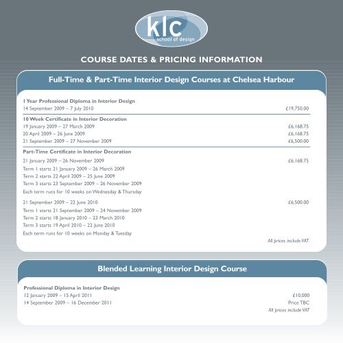 Course Dates Pricing Information Full Time Part Time