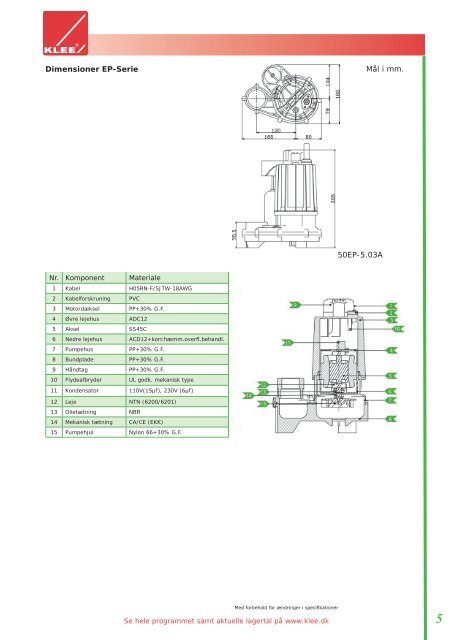 EVAK pumper type E katalog - Brd. Klee A/S