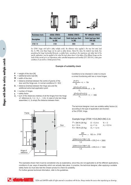 Hinges with built-in safety multiple switch