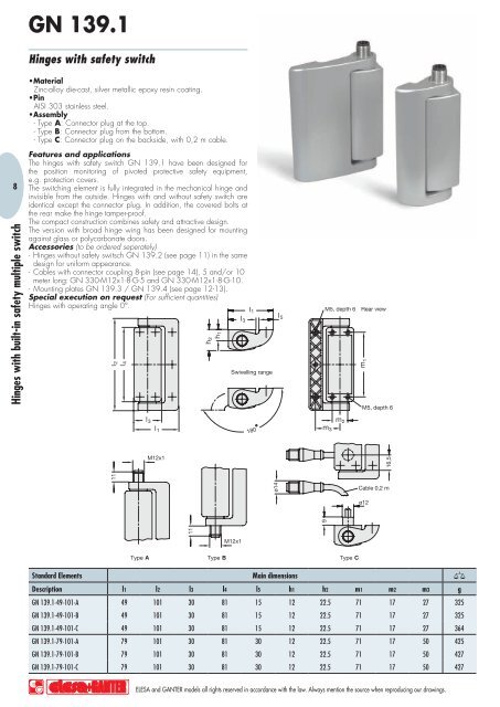 Hinges with built-in safety multiple switch